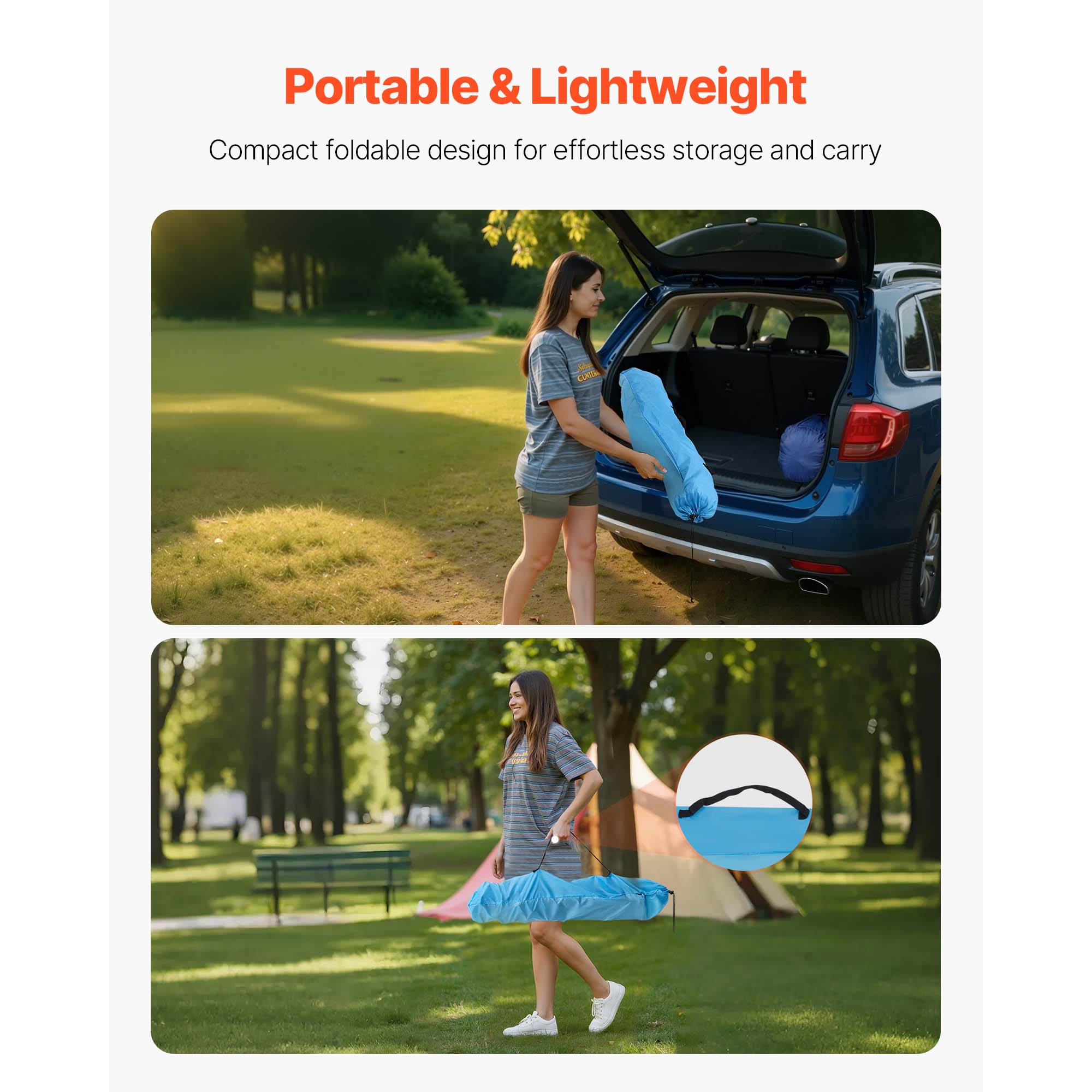 Folding Portable Camping Table Oxford Outdoor Picnic Square Table 4 Cup Holders_voghion.com